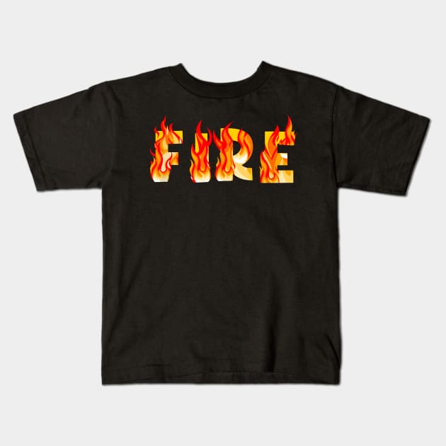 fire Main Tag Kids T-Shirt by Dennisbani